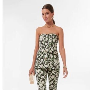 Tuckernuck Floral Chocolate Green Top Size XS